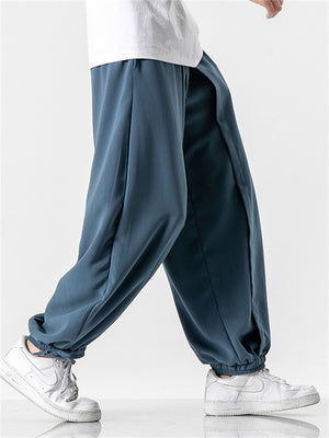 Men's Japanese Trendy Loose Solid Color Ankle-Tied Pants