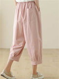 Women's Elastic Waist Solid Color Relaxed Pants