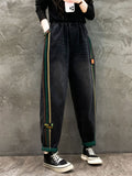 Women's Stylish Color Stripe Washed Denim Harem Pants