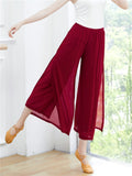 Flowy Mesh Side Split Wide Leg Pants for Women