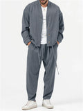 Men's Simple Oversized Drawstring Hem Shirt + Baggy Pants