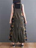 Summer Wide Leg Overalls Women's Floral Printed Denim Jumpsuits