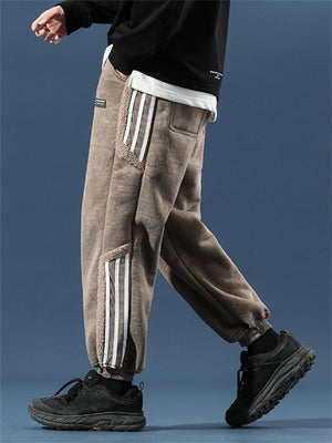 Streetwear Thickened Lambswool Blend Pants for Men