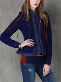 Women's Ethnic Style Knot Button Bound Seam Woollen Jacket