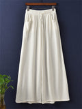 Plain Cozy Zen Linen Wide Leg Pants for Women