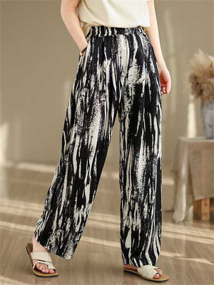 High-Rise Ink Tie-Dye Wide Leg Pants for Ladies