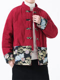 Men's Fashion Winter Dragon Print Corduroy Jacket Tang Suit