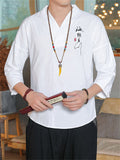 "Hai Na Bai Chuan" Hanzi Embroideried Male Summer Shirt