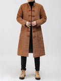 Men's Mid-length Corduroy Oriental Style Thickended Overcoats