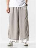 Men's Chinese Style Flowy Double Layer Mesh Cotton Pants