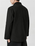 Male Simple Stand Collar Solid Jackets with Pockets