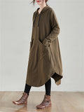 Female Plus Size Mid-length Spring Autumn Solid Hooded Dress