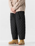 Warm Casual Male Cotton-padded Diamond Pattern Pants