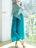 Flowy Mesh Side Split Wide Leg Pants for Women