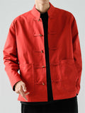 Solid Color Stand Collar Buttoned Jackets for Men