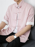 Male Embroidered Contrast Color Chinese Style Shirts