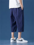 Fashion Vintage Men's Embroidery Cropped Pants