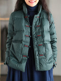 Retro Knot Button Ultra Light Bubble Padded Coat for Women