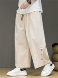 Men's Casual Cotton Linen Drawstring Summer Straight-Leg Pants