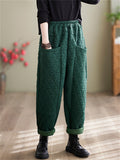 Female Winter Casual Keep Warm Rhombus Cotton Pants