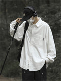 Men's Daily Wear White Long Sleeve Lapel Shirt