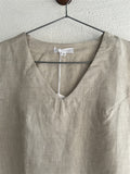 Simple Plain Deep V Neck Relaxed Linen Shirt for Women