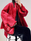 Women's Vintage Faux Fur Stand Collar Embroidery Coat