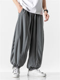 Men's Japanese Trendy Loose Solid Color Ankle-Tied Pants