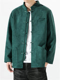 Chinese Style Male Solid Color Artificial Deerskin Jackets