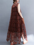 Ladies Temperament Large Size Cutout Lace Tank Dress