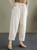 Women's Lace Patchwork Loose Cozy Linen Pants