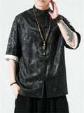 Men's Retro Jacquard Summer Cozy Ice Silk Tang Suit Shirt