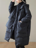 Loose Fit Solid Color Puffer Coats for Women