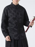 Men's Stand Collar Blooming Flowers Jacquard Shirts