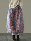 Ladies Retro Ethnic Style Printed Loose Autumn Winter Skirts