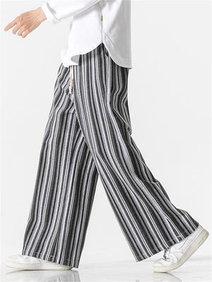 Men's Autumn Winter New Baggy Striped Pants