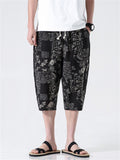 Men's Holiday Print Drawstring Summer Casual Shorts