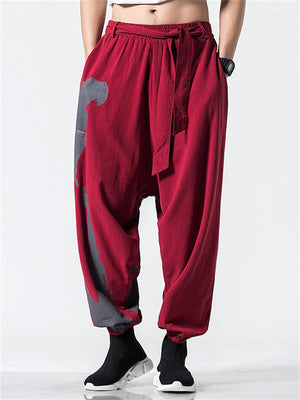 Chinese Kung Fu Print Training Pants for Men