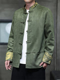 Men's Oriental Dragon Embroidery Knot Button Jackets