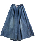 Cozy Summer Side Slit Blue Wide Leg Jeans for Women