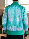 Male Hip Hop Chinese Dragon Print Slim Fit Baseball Jacket