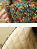 Ethnic Style Faux Fur Collar Warm Plush Female Print Long Coat