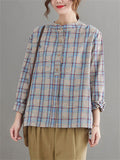 Women's Sweet Korean Style Spring Long-sleeve Plaid Shirts