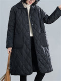 Women's Dailywear Lightweight Mid-Length Black Cotton Coat