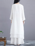 Women's Oriental Clothing Zen Style Casual Plus Size White Set