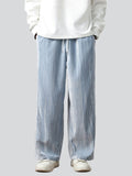 Men's Simple Vertical Lines Velvet Straight-Leg Pants