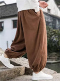 Men's Warm Corduroy Striped Texture Baggy Lantern Pants