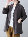 Spring Leisure Single-Breasted Stand Collar Jacket for Women