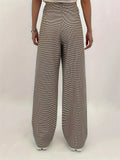 Female Leisure Black & Brown Plaid Wide Leg Trousers