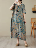 Summer Polka Dot Printed Crew Neck Dress for Women